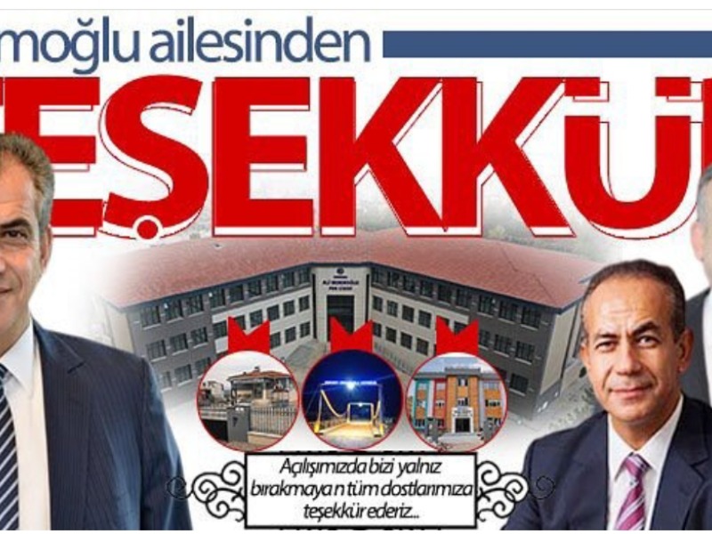ERDEMOĞLU AİLESİNDEN TEŞEKKÜR MESAJI